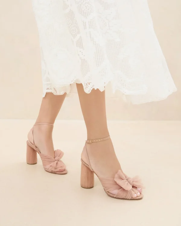 Fashion Camellia Pleated Bow Heel FOR THE BRIDE | Heeled Sandals